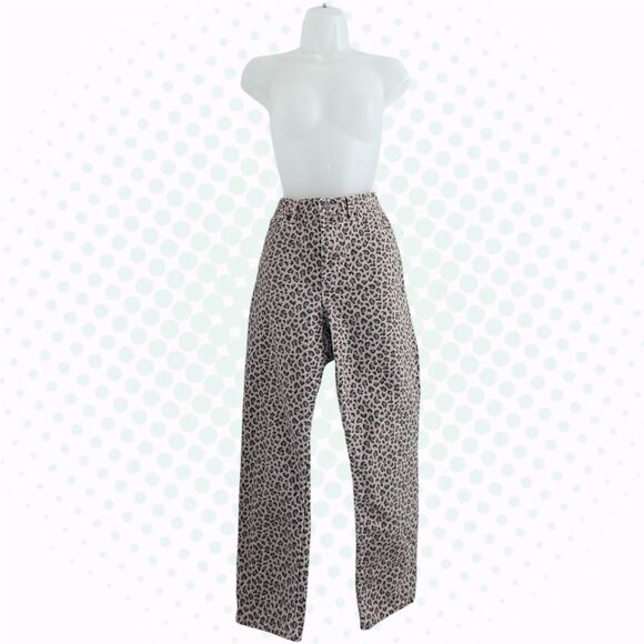 La Vie Rebecca Taylor Denim - La Vie Rebecca Taylor Beige Leopard Print Barrel Leg High Rise Jeans Size 29